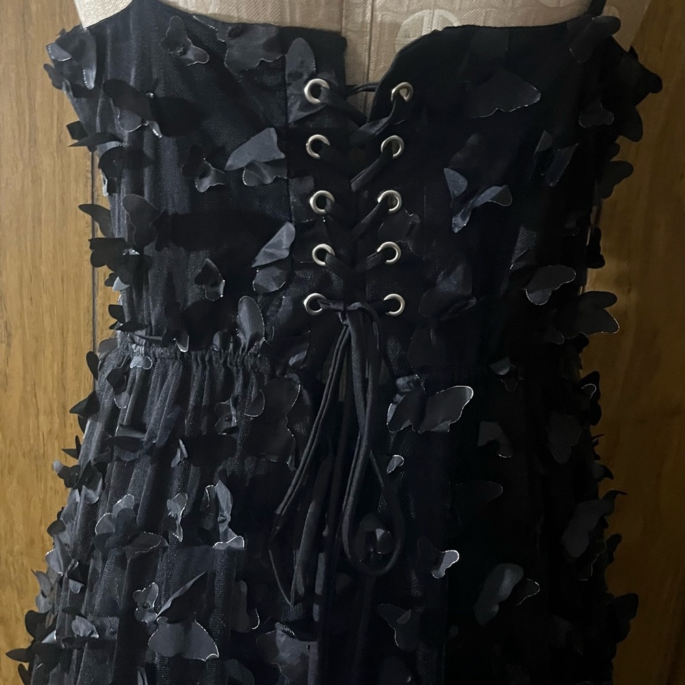 Betsey Johnson Black bodice butterfly  Appliqué corset Maxi Dress size XXL - Picture 5 of 10